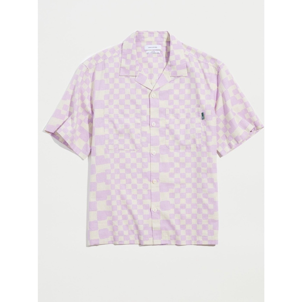 Urban Outfitters pink geometric short sleeve button up